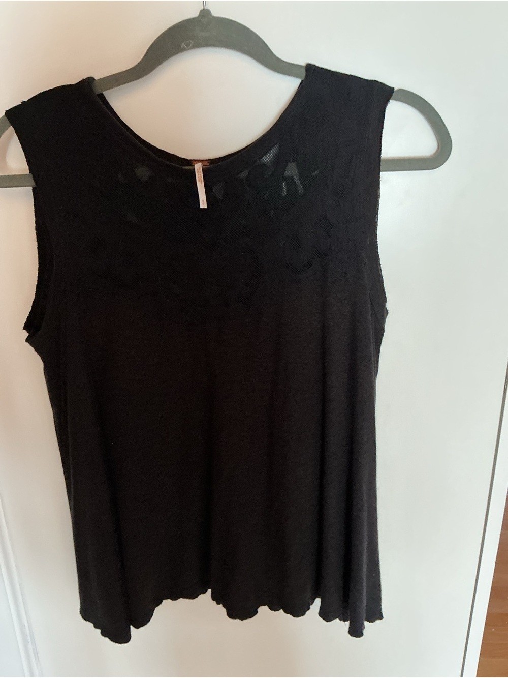 Free People Black Lace Yoke Sleeveless Tank